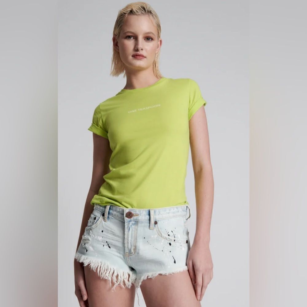 One Teaspoon cut off shorts Bonitas jean shorts Florence paint splatter. 32. New - Picture 15 of 15